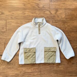 Madewell (Re)sourced Fleece Quilted Popover Jacket Size S Antique Cream